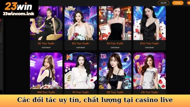 Các đối tác uy tín, chất lượng tại casino live